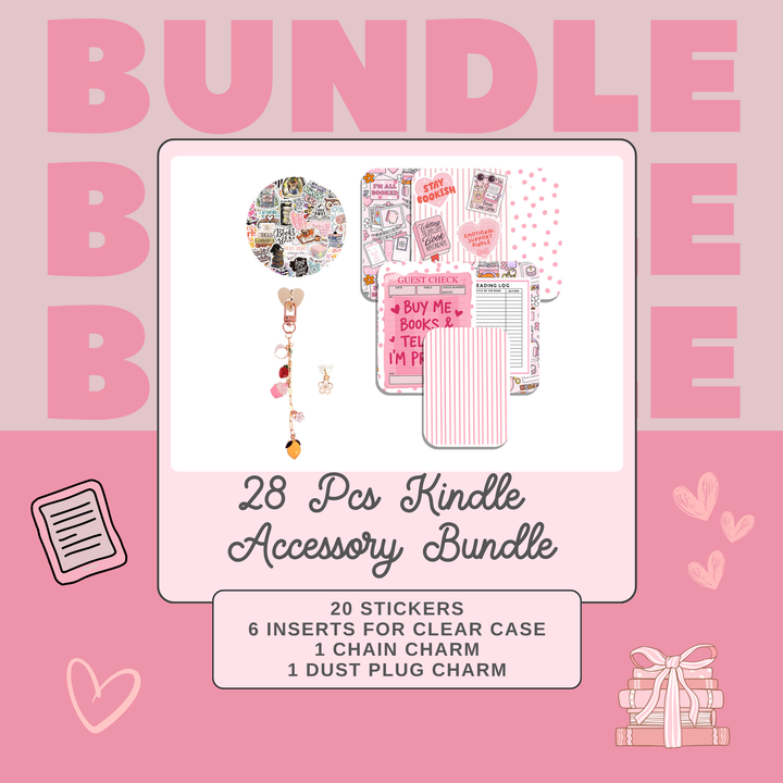 Kindle Accessory Bundle with 6 Inserts, 1 Charm, 1 Dust Plug & 20 Stickers