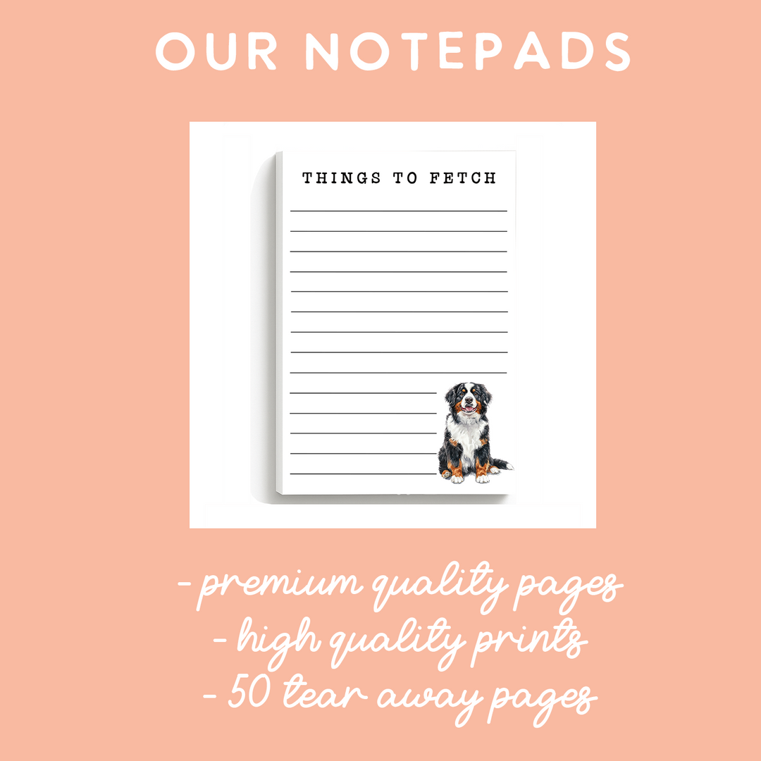 Bernese Mountain Dog To Do Notepad, Cute Dog Memo Pad 5"x7"