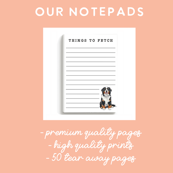 Bernese Mountain Dog To Do Notepad, Cute Dog Memo Pad 5"x7"