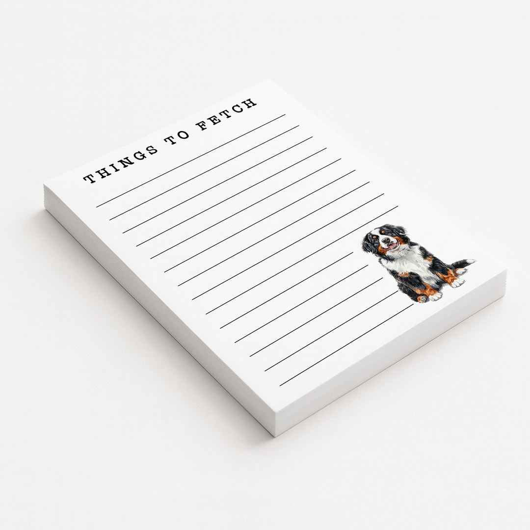Bernese Mountain Dog To Do Notepad, Cute Dog Memo Pad 5"x7"