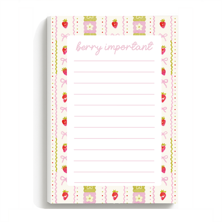 Berry Important Notepad, Strawberry Memo Pad 5"x7"