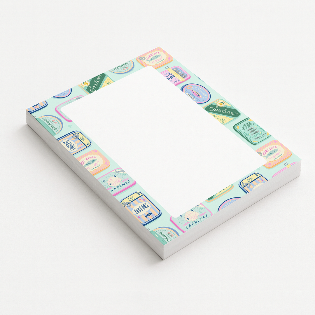 Blank Sardines Notepad, Cute Memo Pad 5"x7"
