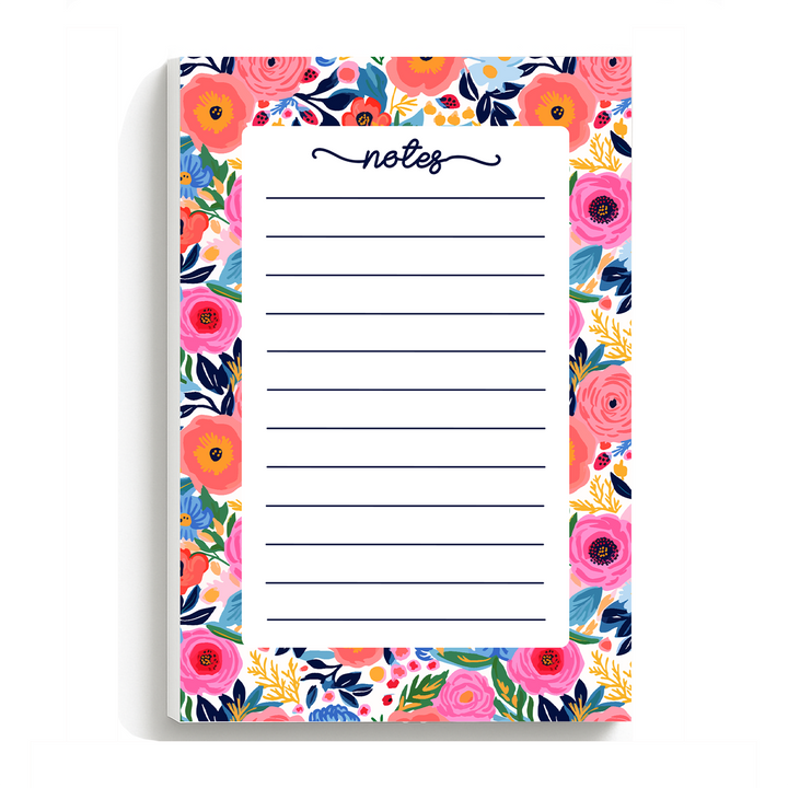 Bold Floral Notes Notepad, Cute Memo Pad 5"x7"