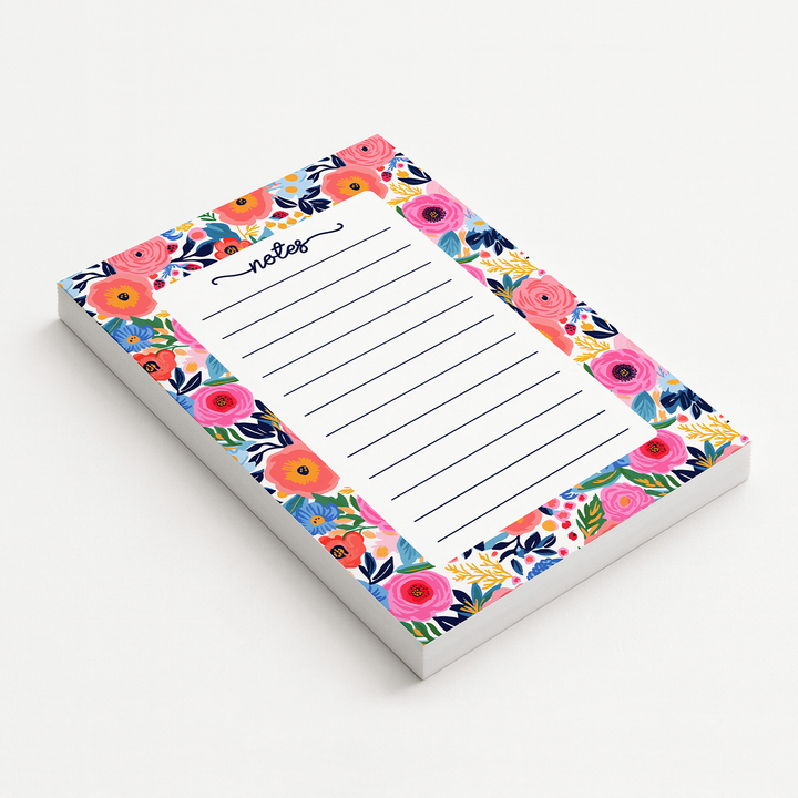 Bold Floral Notes Notepad, Cute Memo Pad 5"x7"