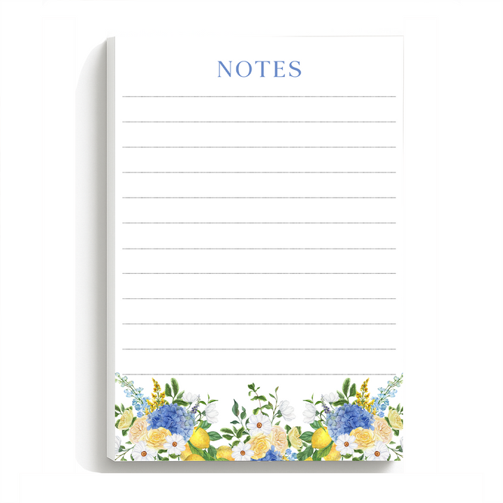 Lemon Floral Notepad, Amalfi Memo Pad 5"x7"