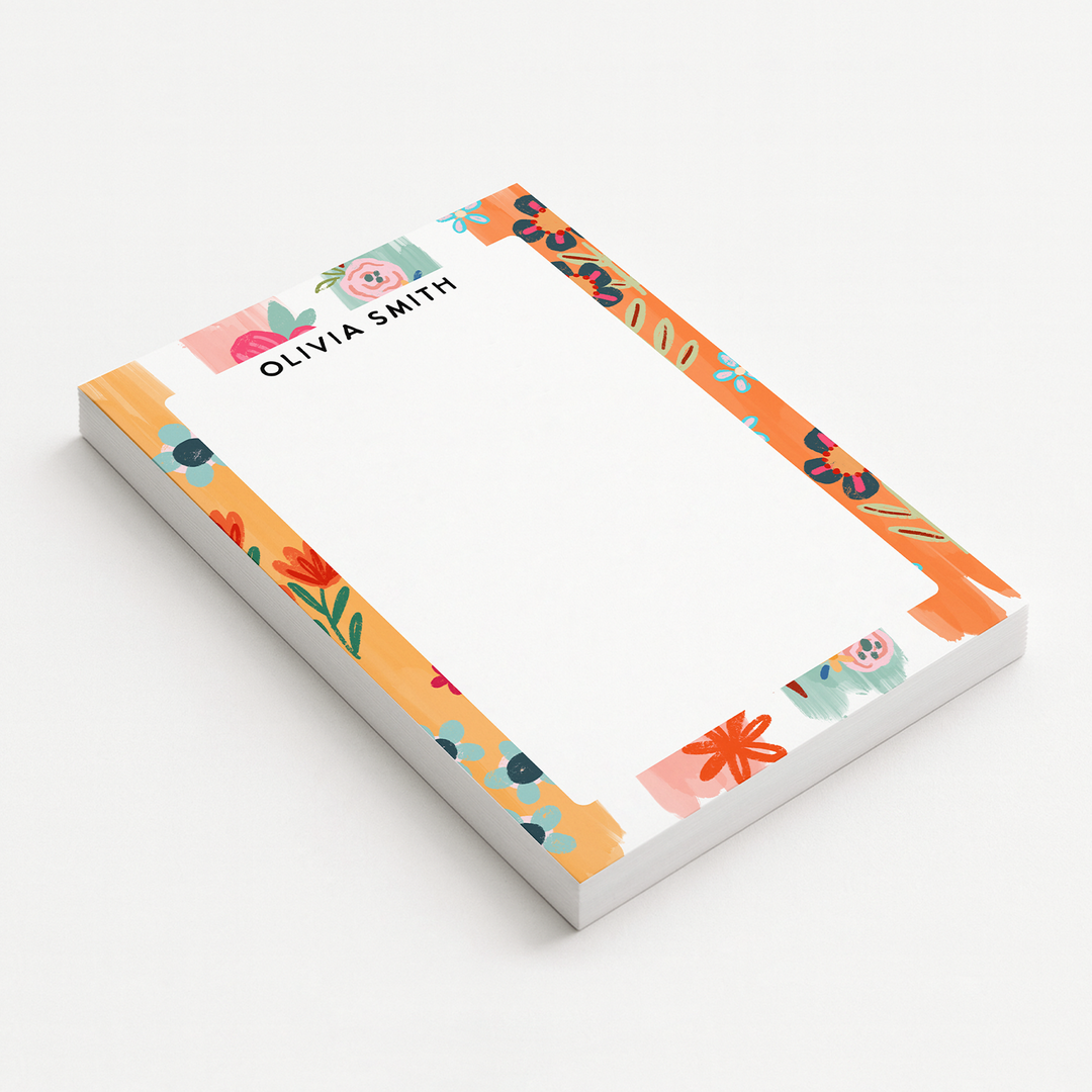 Personalized Notepad, Modern Floral Stationery