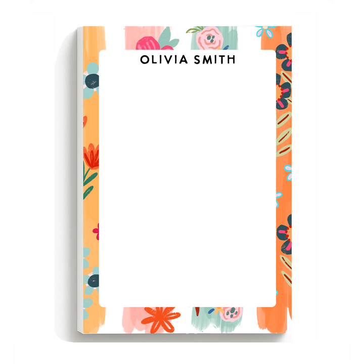 Personalized Notepad, Modern Floral Stationery