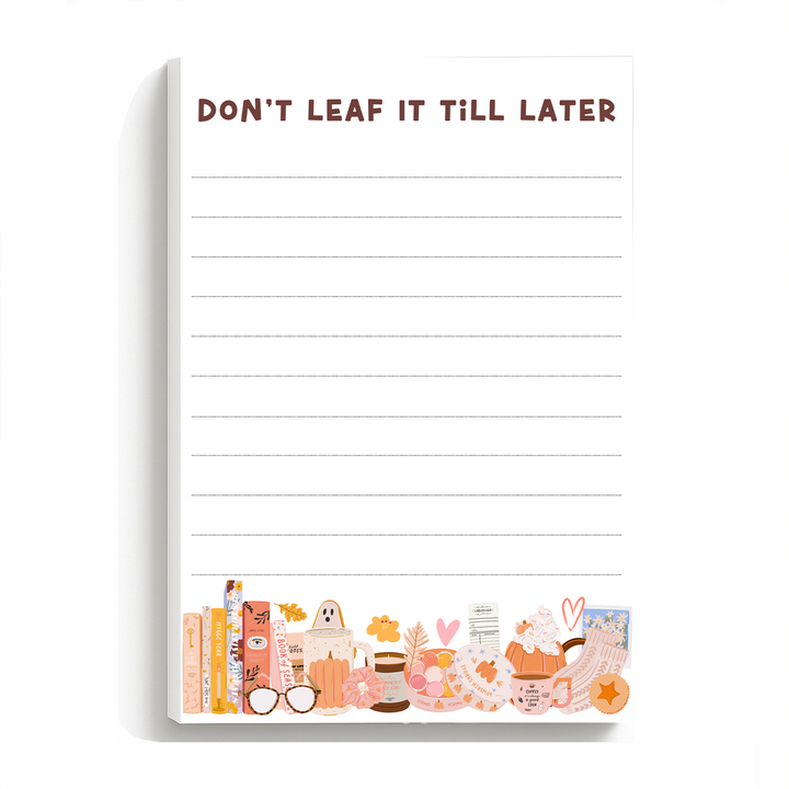Cozy Fall Notepad, Cute Bookish Pad 5"x7"