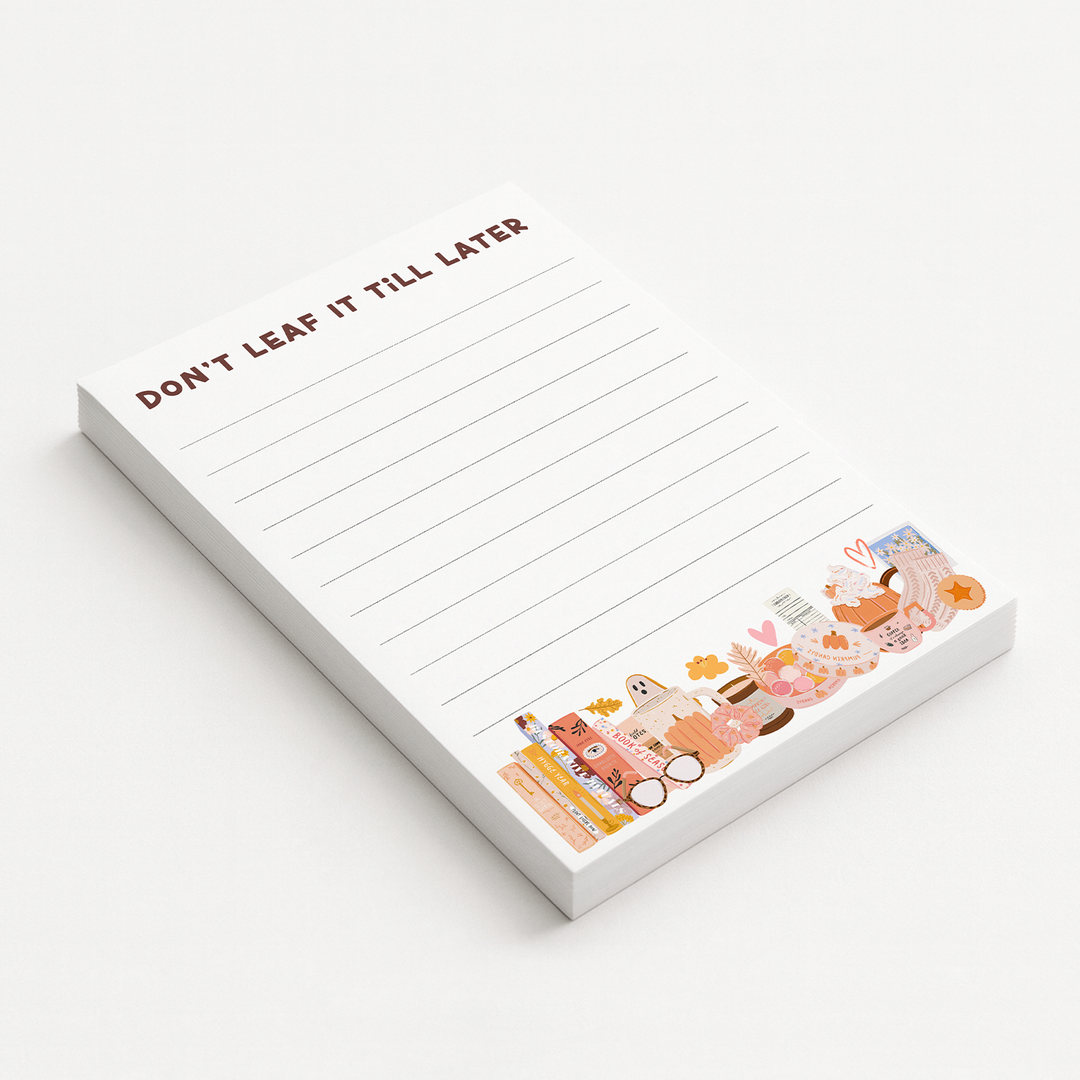 Cozy Fall Notepad, Cute Bookish Pad 5"x7"