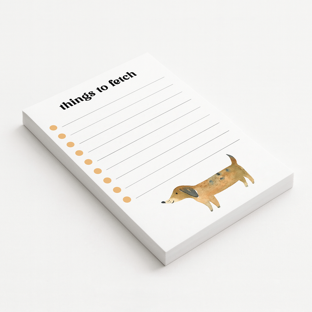 Watercolor Dacshund Notepad, Cute Memo Pad 5"x7"