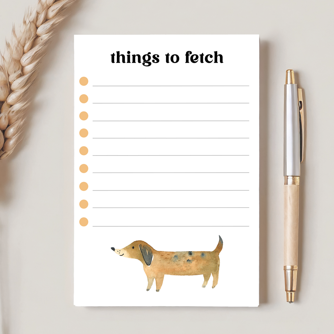 Watercolor Dacshund Notepad, Cute Memo Pad 5"x7"
