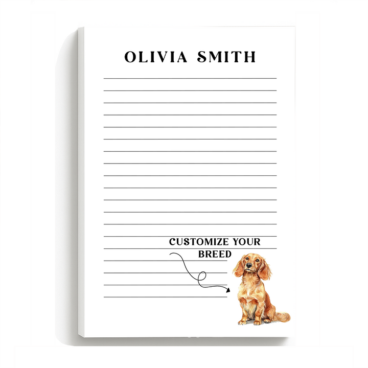 Custom Dog Breed Notepad with Personalized Name