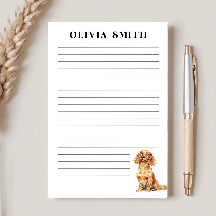 Custom Dog Breed Notepad with Personalized Name