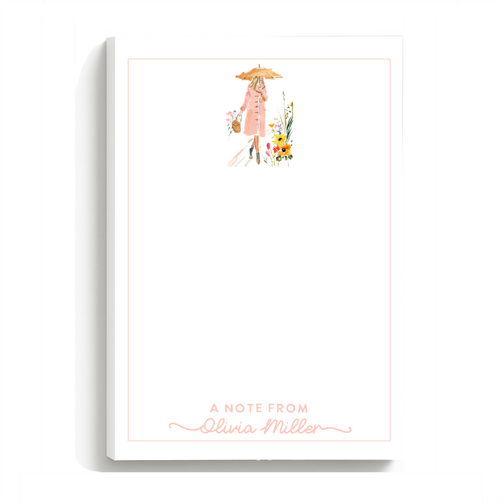 Personalized Notepad Fall Girl, Custom Stationery