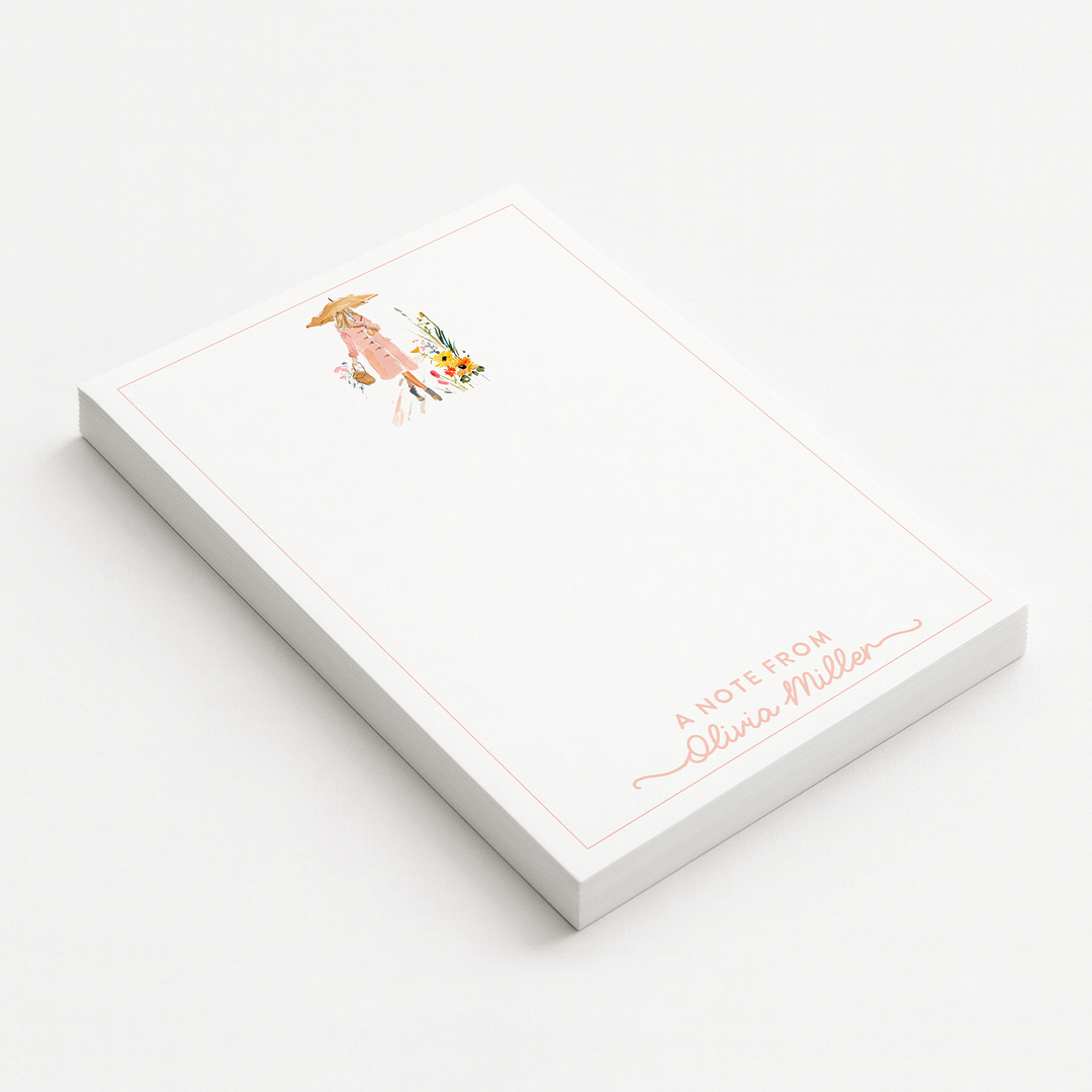 Personalized Notepad Fall Girl, Custom Stationery