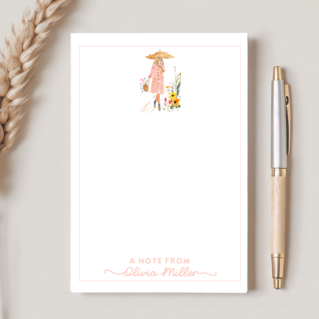 Personalized Notepad Fall Girl, Custom Stationery