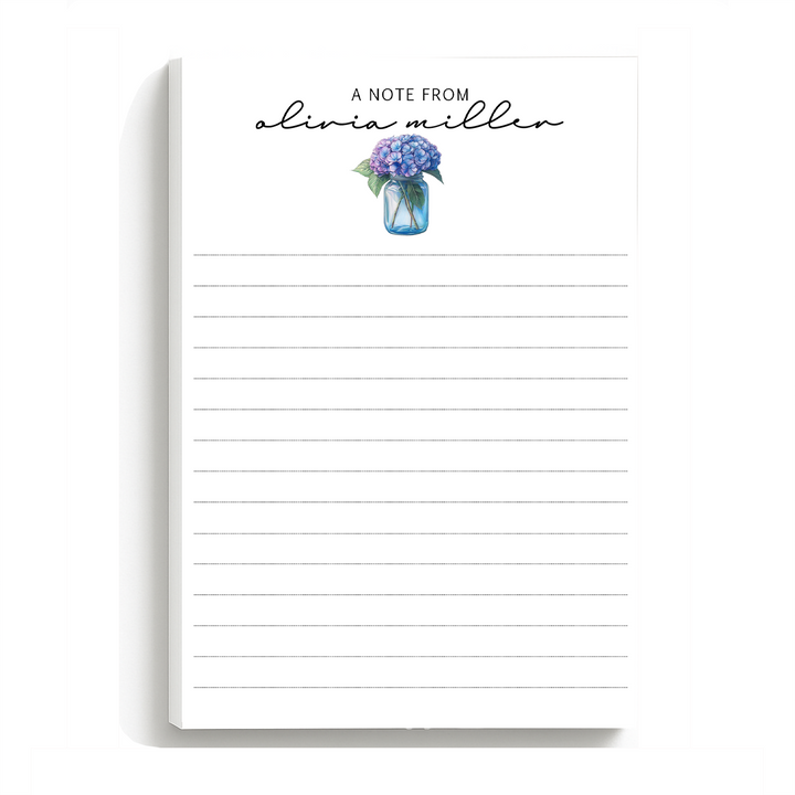 Personalized Notepad, Hydrangea Stationery