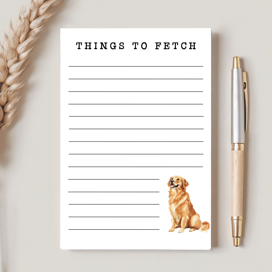 Golden Retriever Notepad, Cute Dog Memo Pad 5"x7"