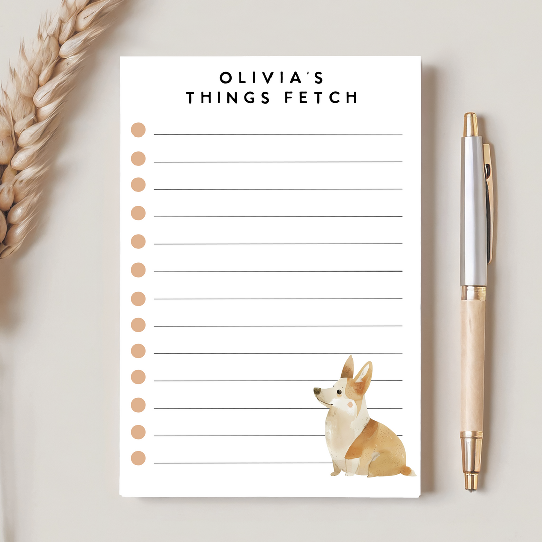 Custom Corgi To Do Notepad, Watercolor Corgi Mom Gift