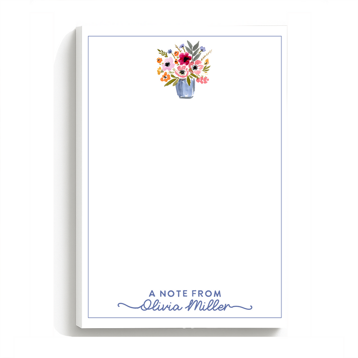 Personalized Notepad Flowers, Custom Stationery