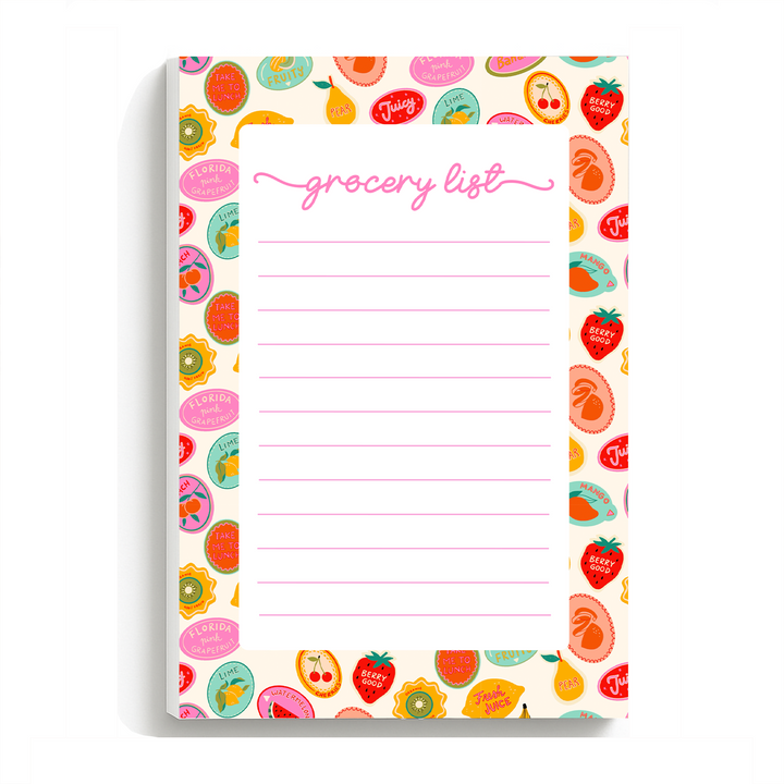Fruit Grocery List Notepad, Cute Memo Pad 5"x7"