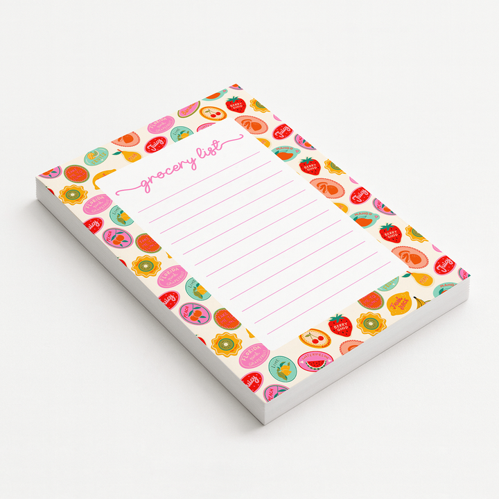 Fruit Grocery List Notepad, Cute Memo Pad 5"x7"