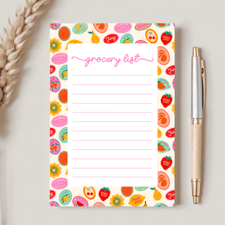 Fruit Grocery List Notepad, Cute Memo Pad 5"x7"