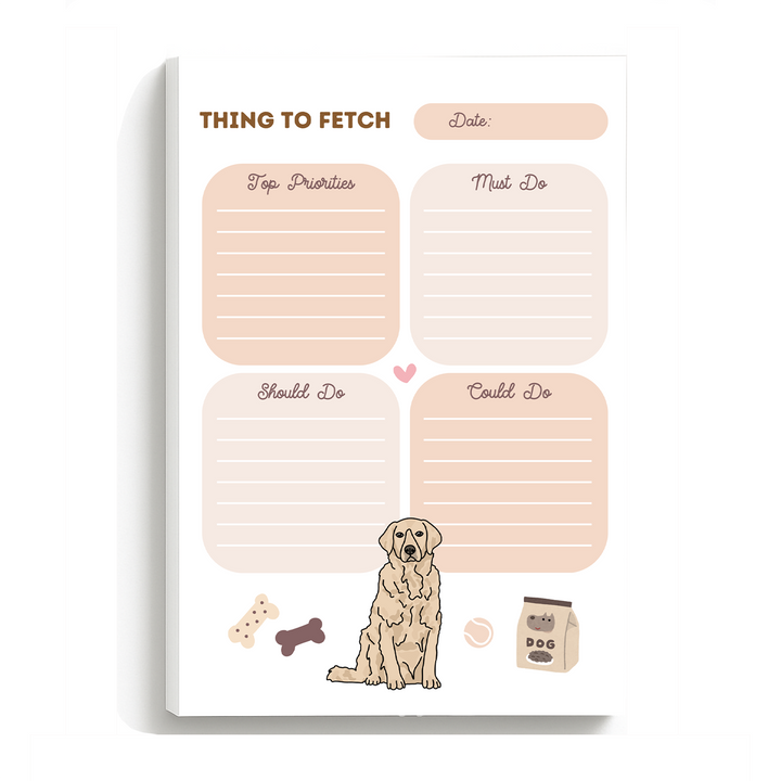 Golden Retriever Daily Planner Notepad 5"x7"