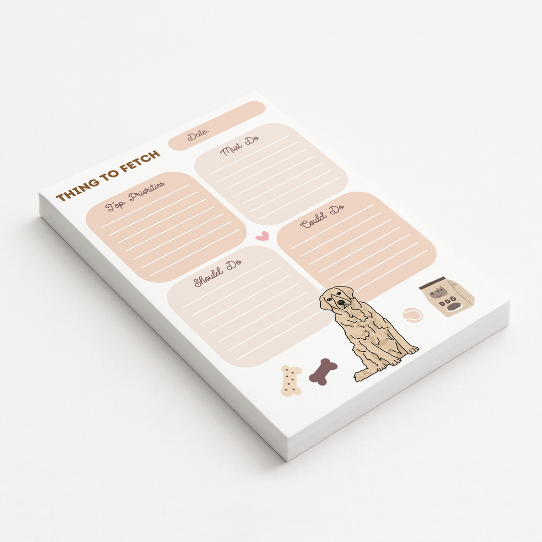 Golden Retriever Daily Planner Notepad 5"x7"