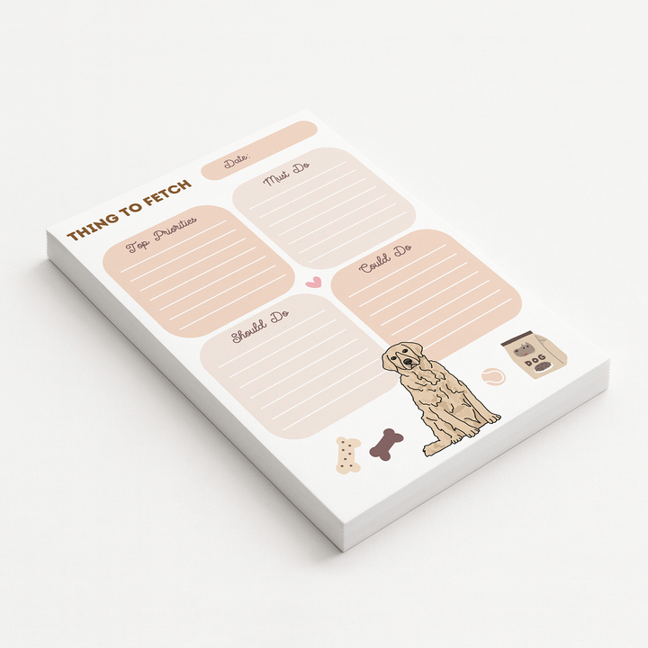 Golden Retriever Daily Planner Notepad 5"x7"
