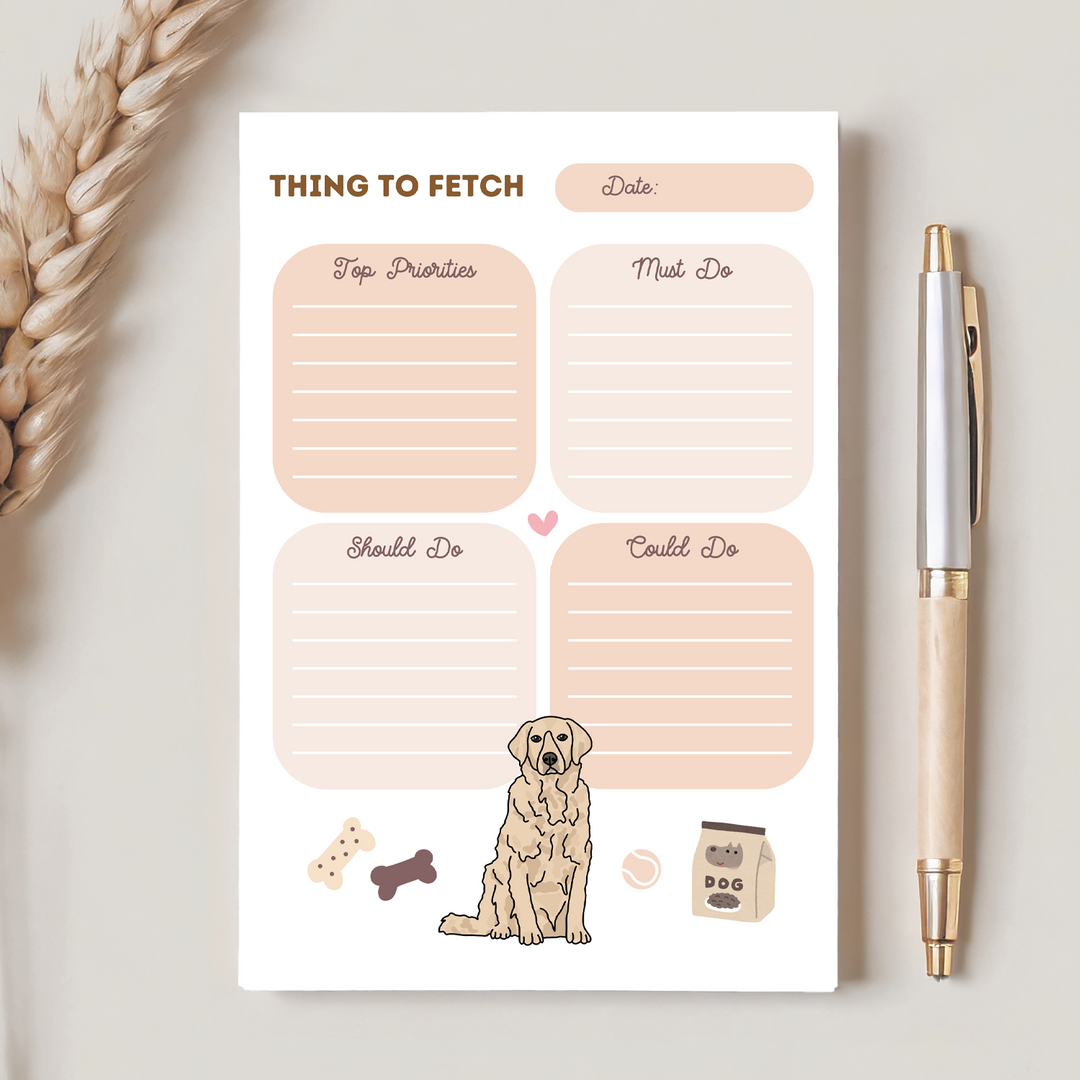 Golden Retriever Daily Planner Notepad 5"x7"