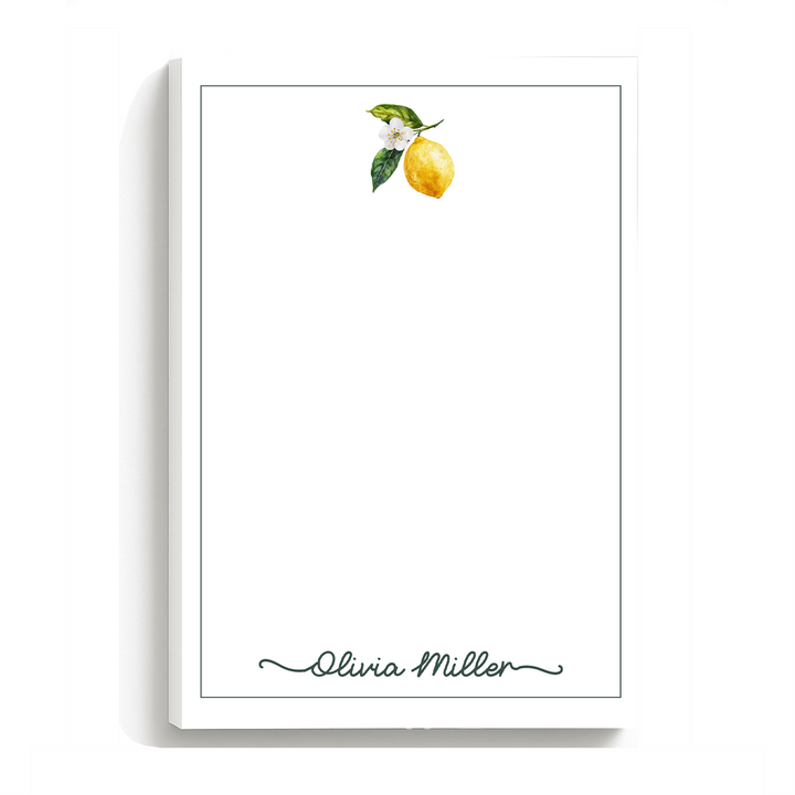 Personalized Notepad Lemons, Custom Stationery