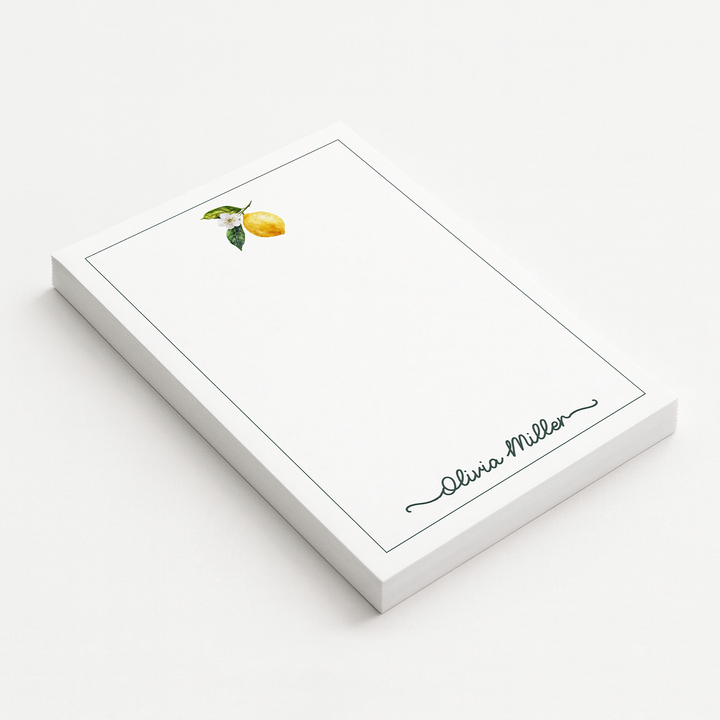 Personalized Notepad Lemons, Custom Stationery