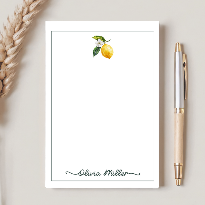 Personalized Notepad Lemons, Custom Stationery