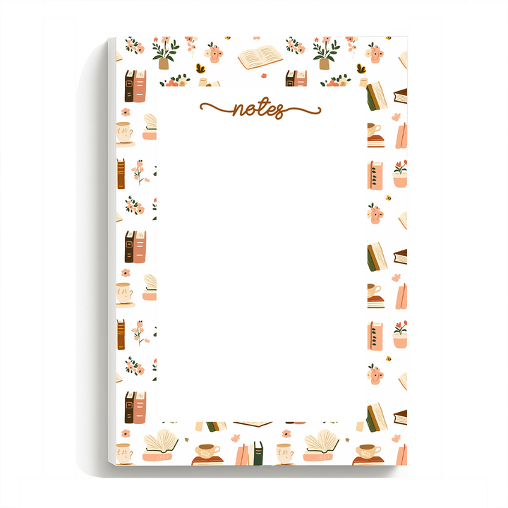 Cozy Pastel Books Notepad, Cute Book Memo Pad 5"x7"