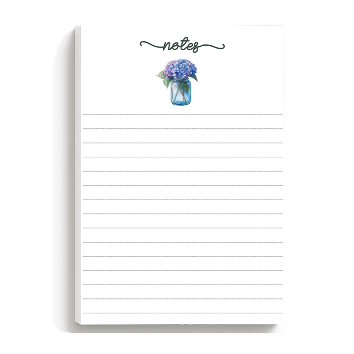 Hydrangea Notepad, Cute Book Memo Pad 5"x7"
