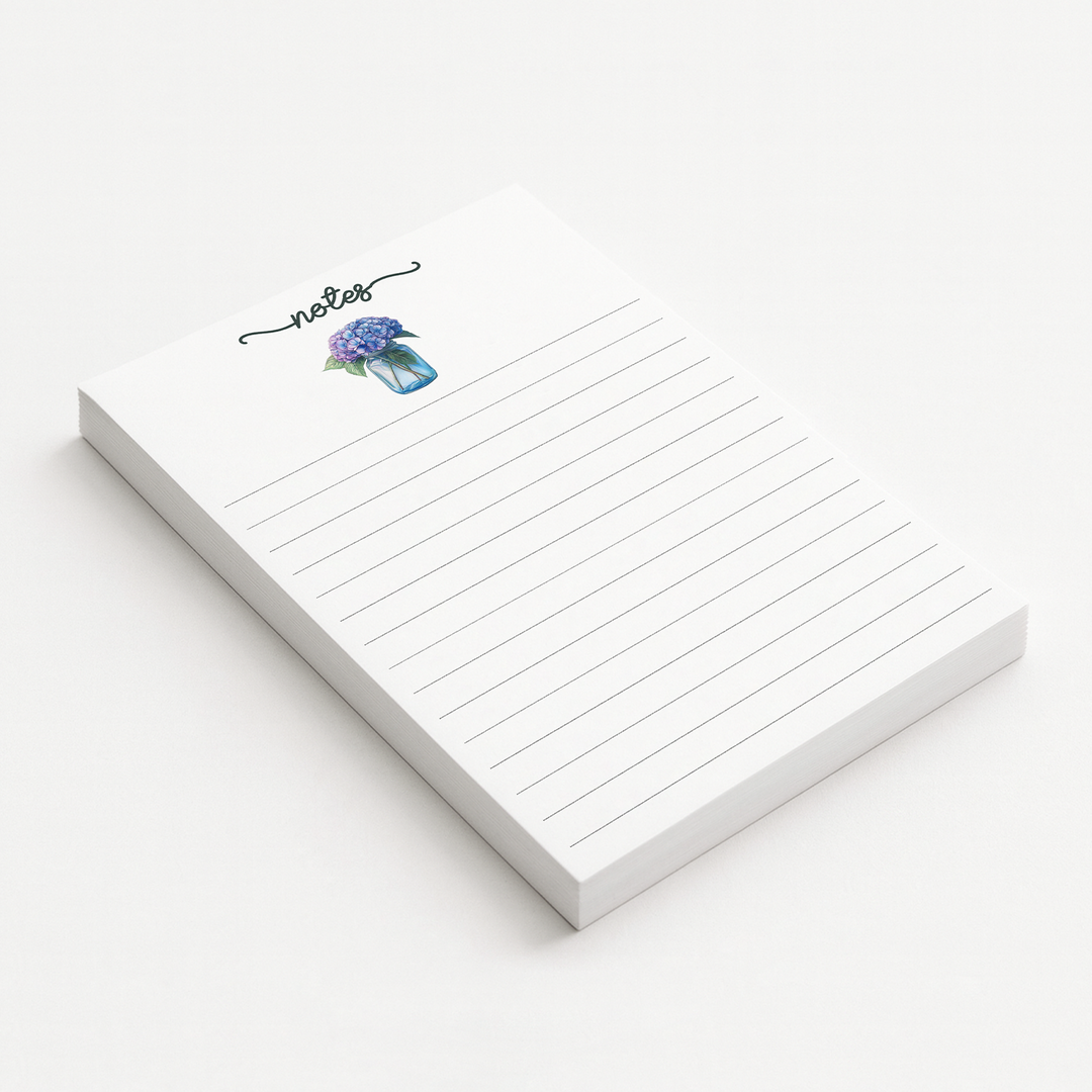 Hydrangea Notepad, Cute Book Memo Pad 5"x7"