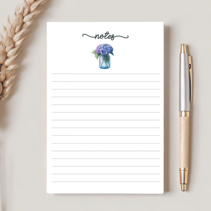 Hydrangea Notepad, Cute Book Memo Pad 5"x7"