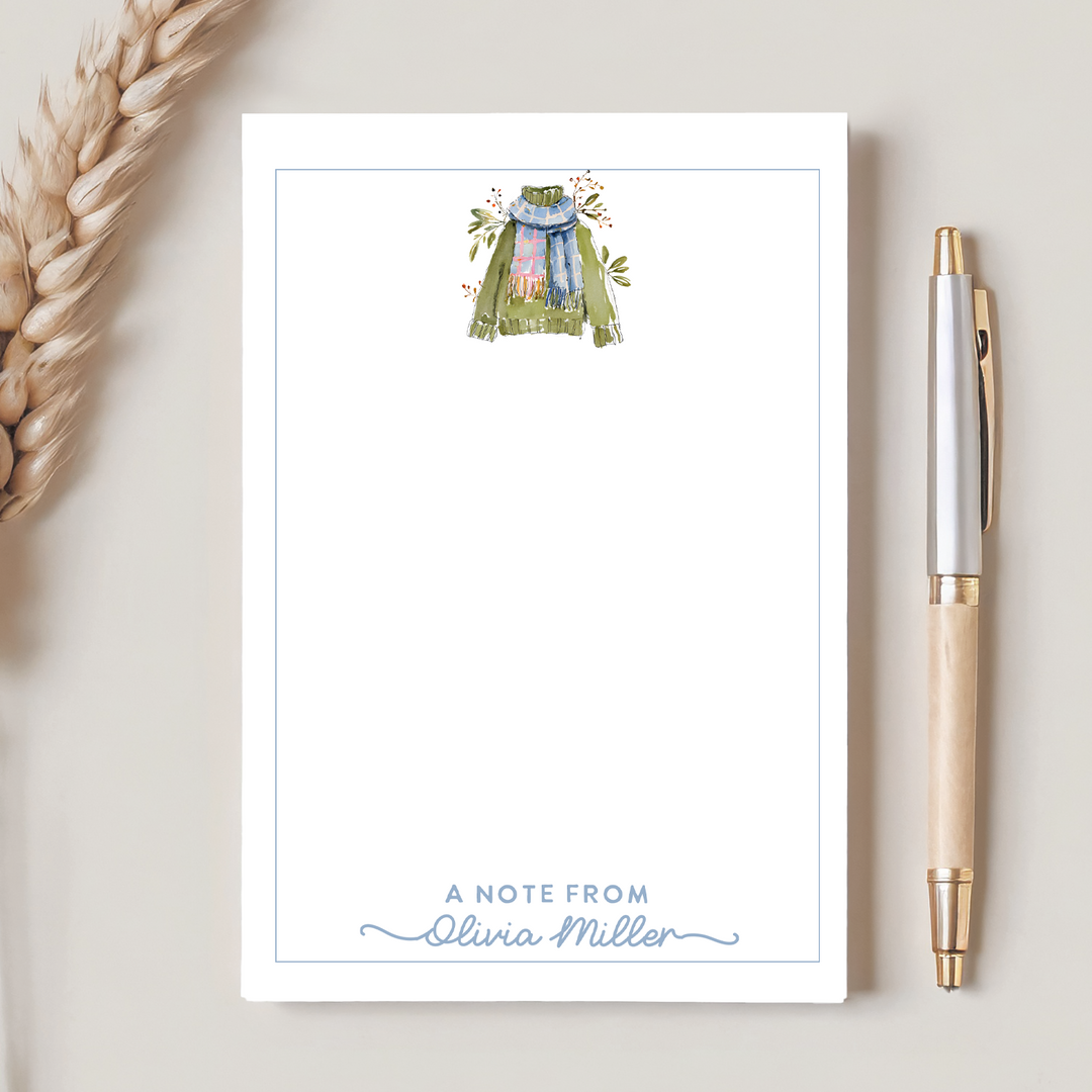 Personalized Notepad Cozy Fall, Custom Stationery