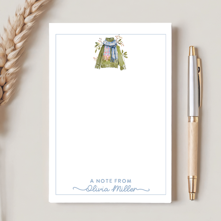 Personalized Notepad Cozy Fall, Custom Stationery