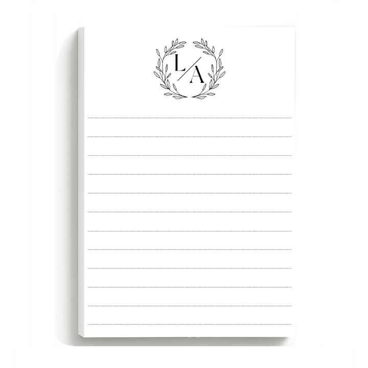 Personalized Notepad Wreath Monogram, Custom Stationery