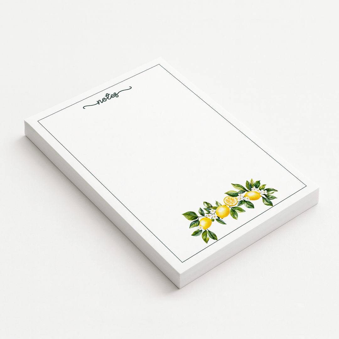 Lemon Tree Branch Notepad, Cute Book Memo Pad 5"x7"