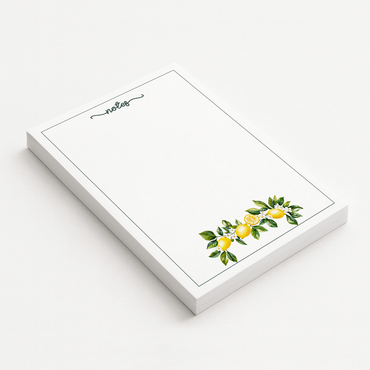 Lemon Tree Branch Notepad, Cute Book Memo Pad 5"x7"