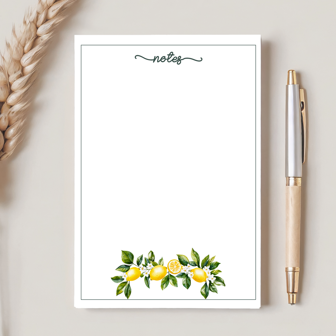 Lemon Tree Branch Notepad, Cute Book Memo Pad 5"x7"