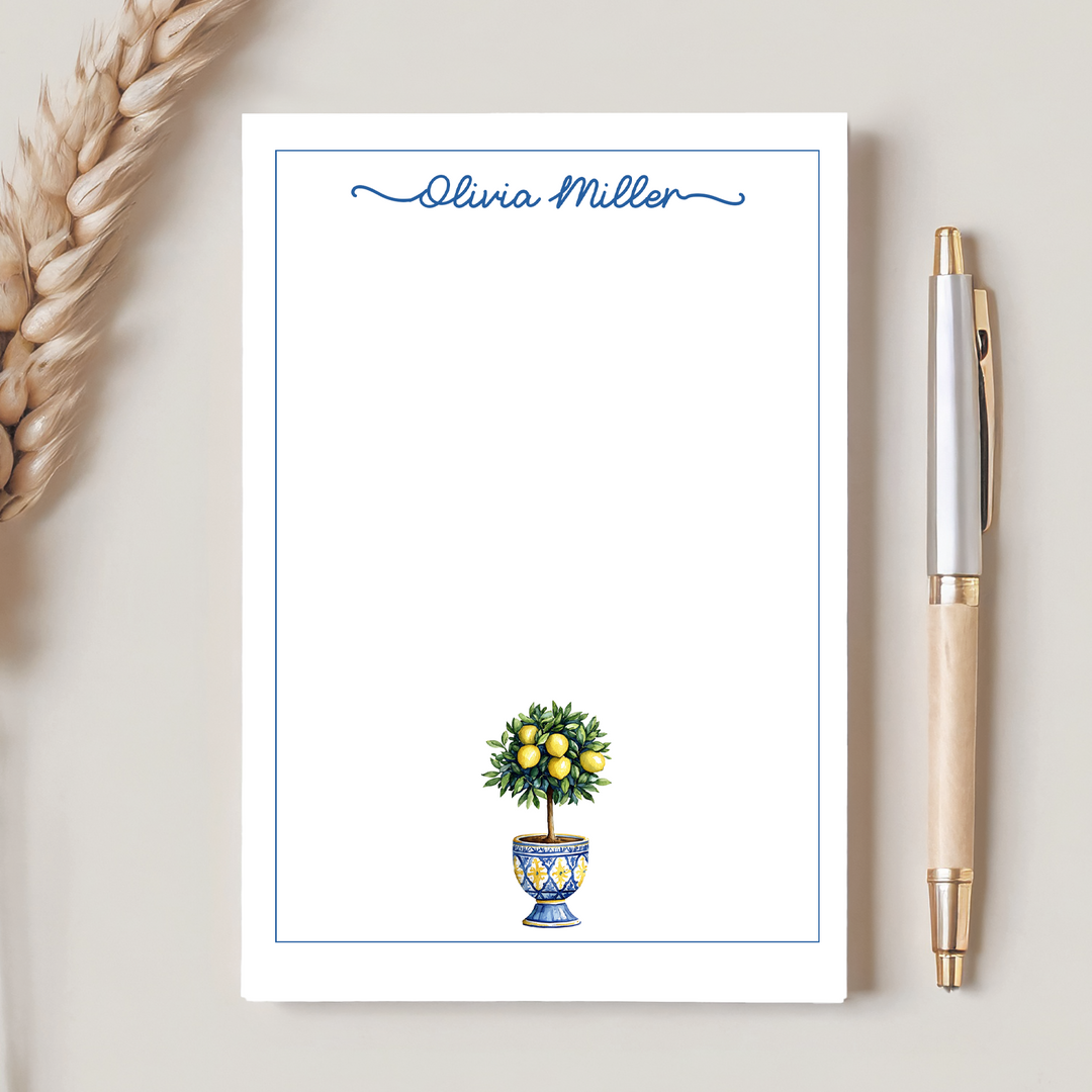Personalized Notepad Lemon Tree, Custom Stationery