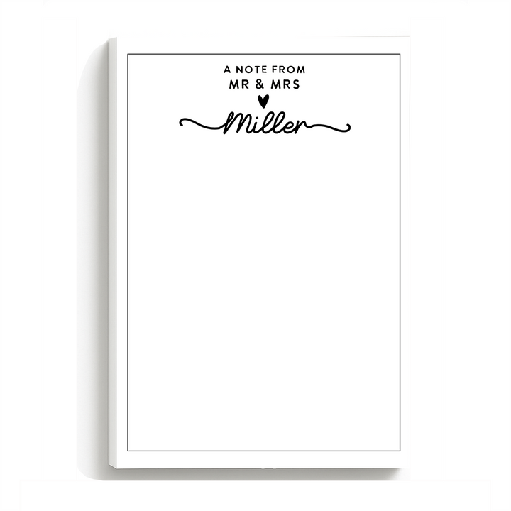 Personalized Notepad for Mr & Mrs, Custom Stationery