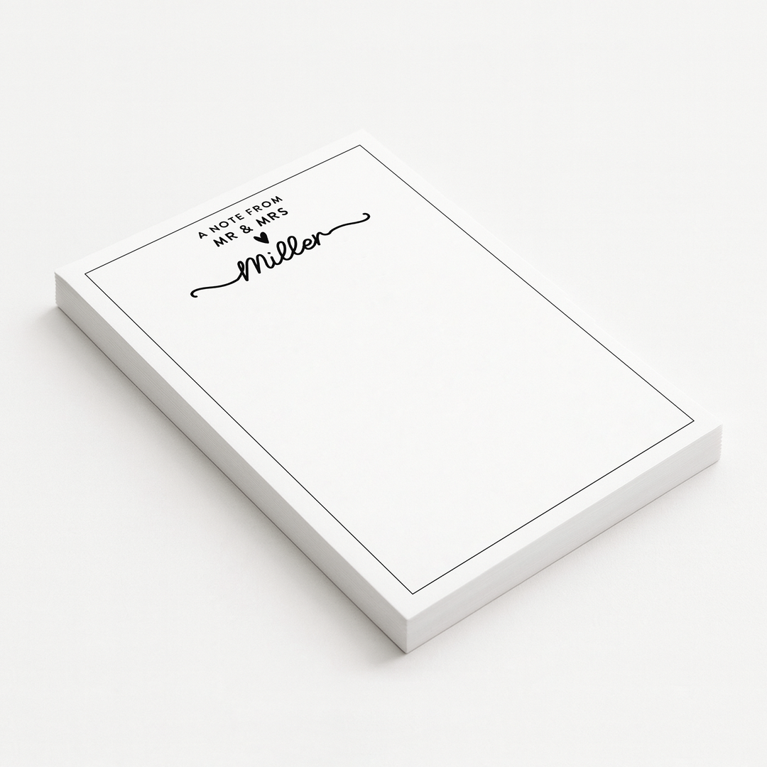 Personalized Notepad for Mr & Mrs, Custom Stationery