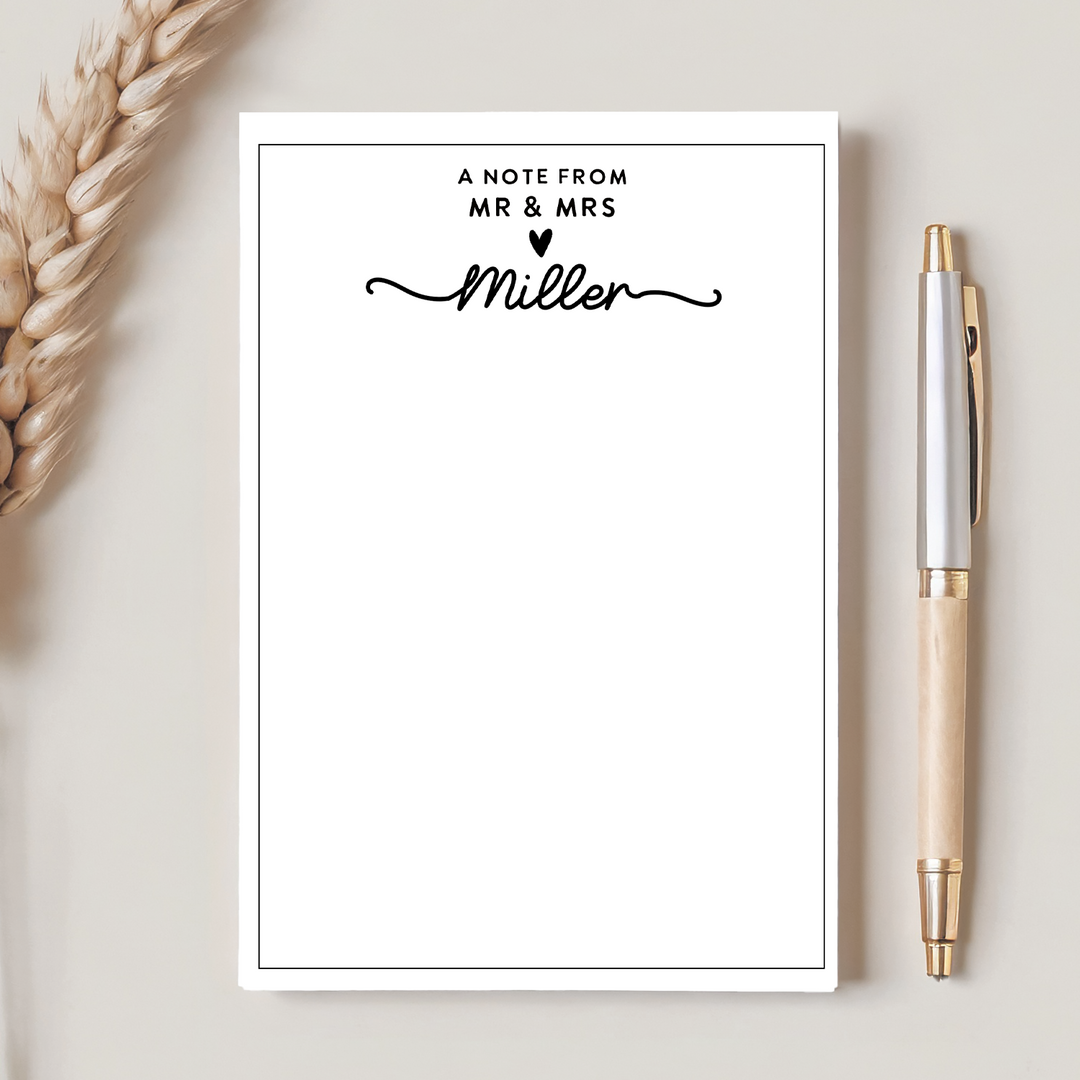 Personalized Notepad for Mr & Mrs, Custom Stationery