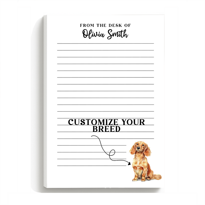 Custom Dog Breed Notepad with Personalized Name