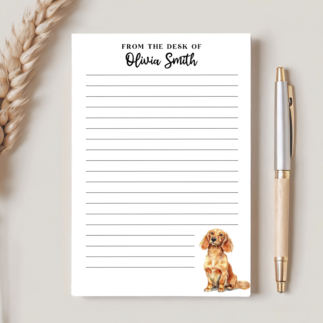 Custom Dog Breed Notepad with Personalized Name